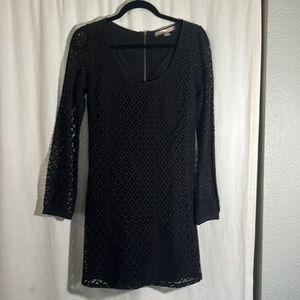 Black Lace Long Sleeve Mini Dress, SP